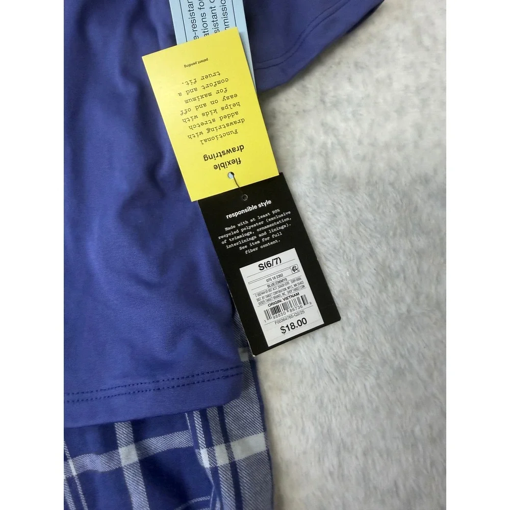 Art Class kids Into The Night Cowboy Pajama‎ Set Blue Plaid Size S 6/7 NWT